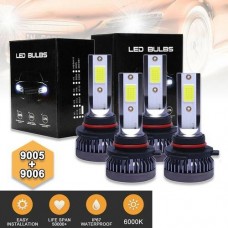 4pcs Mini 9005 9006 Combo COB LED Headlight Bulbs Kit High/Low Beam 6000K