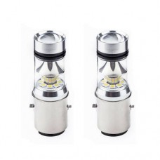 2PCS BA20D 100W 6000K LED White Bulbs Hi/Low Light Motorcycle ATV Headlight